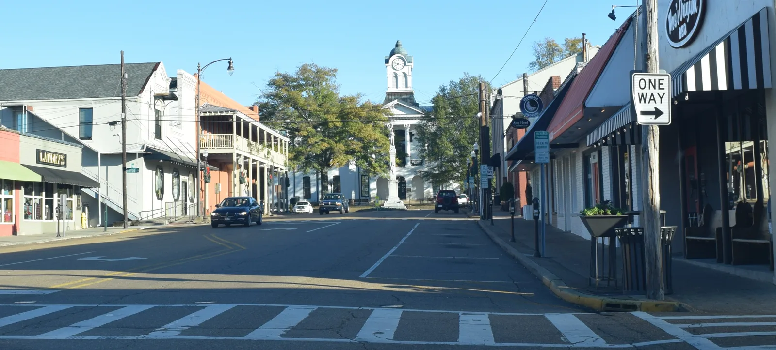 South Lamar Boulevard in Oxford, looking north toward the courthouse on the Square.