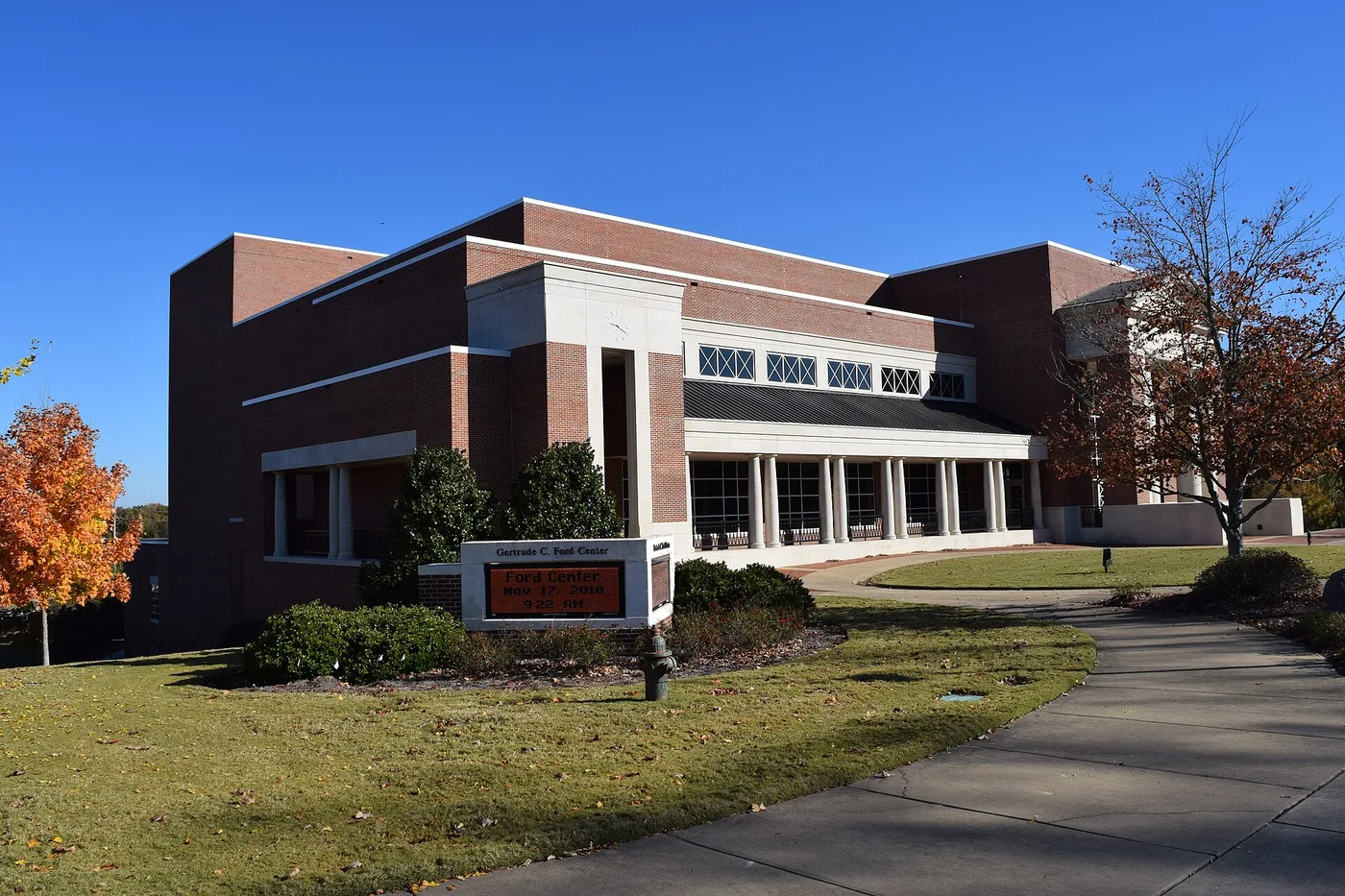 The Gertrude C. Ford Center for the Performing Arts on University Avenue at Ole Miss in Oxford.
