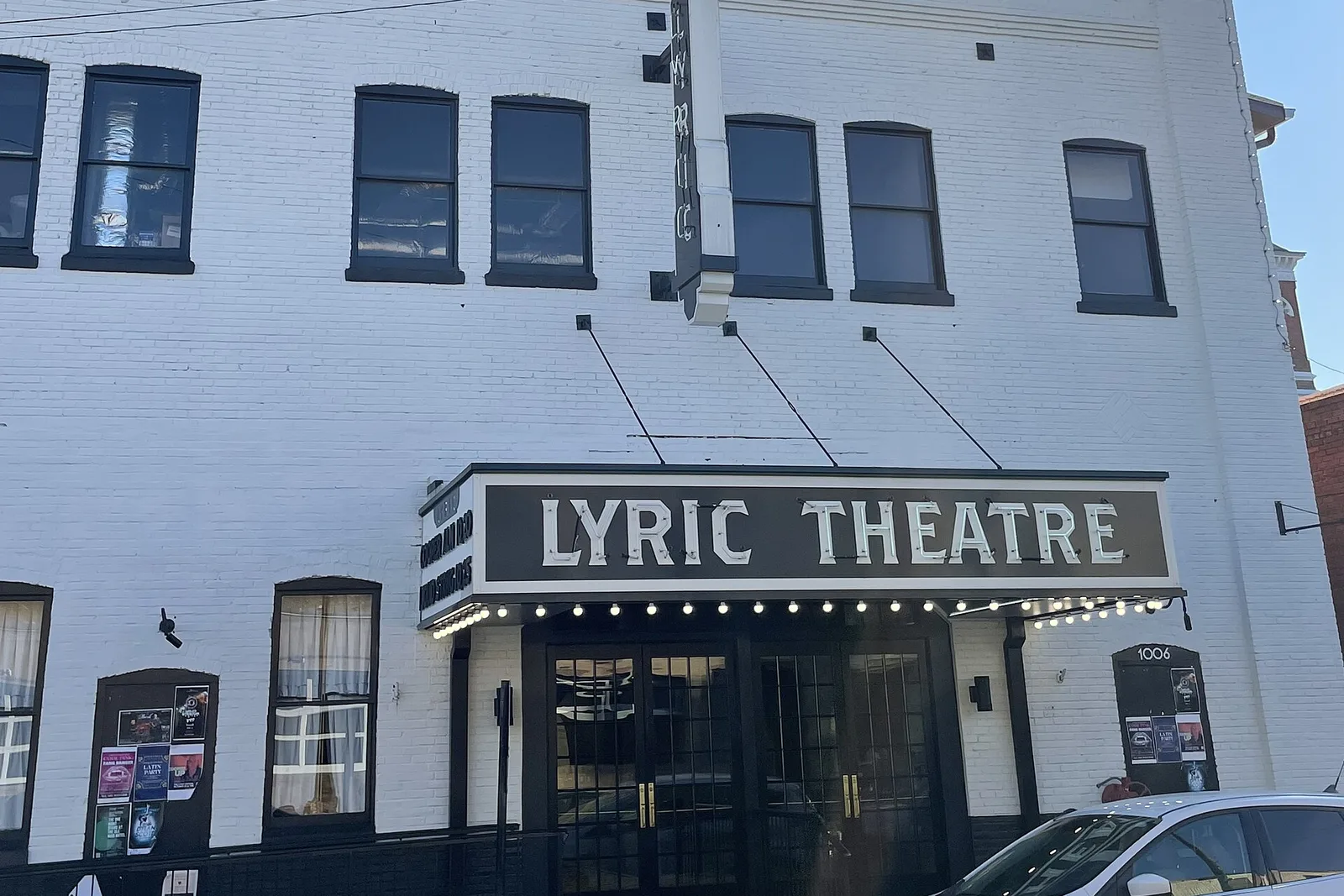 The marquee of the Lyric Theatre on Van Buren Avenue in Oxford.