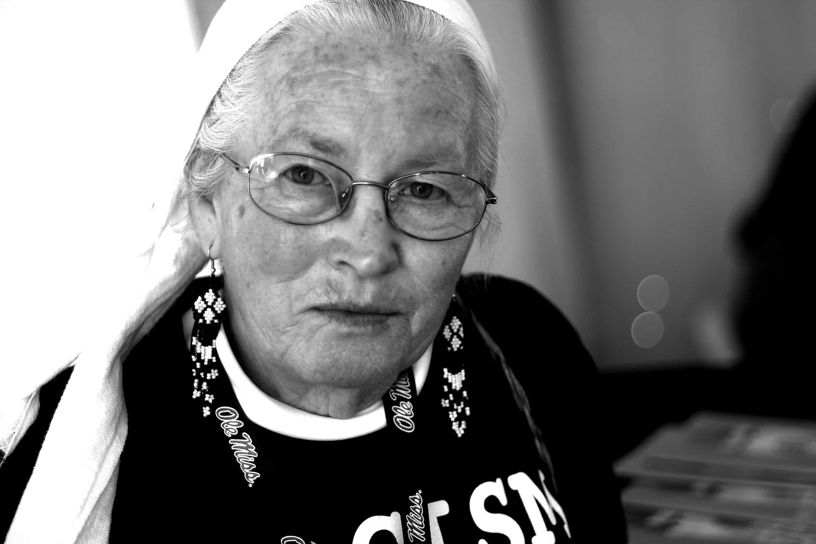 Civil rights activist Joan Trumpauer Mulholland, wearing an Ole Miss shirt, at the Oxford Film Festival in Oxford.