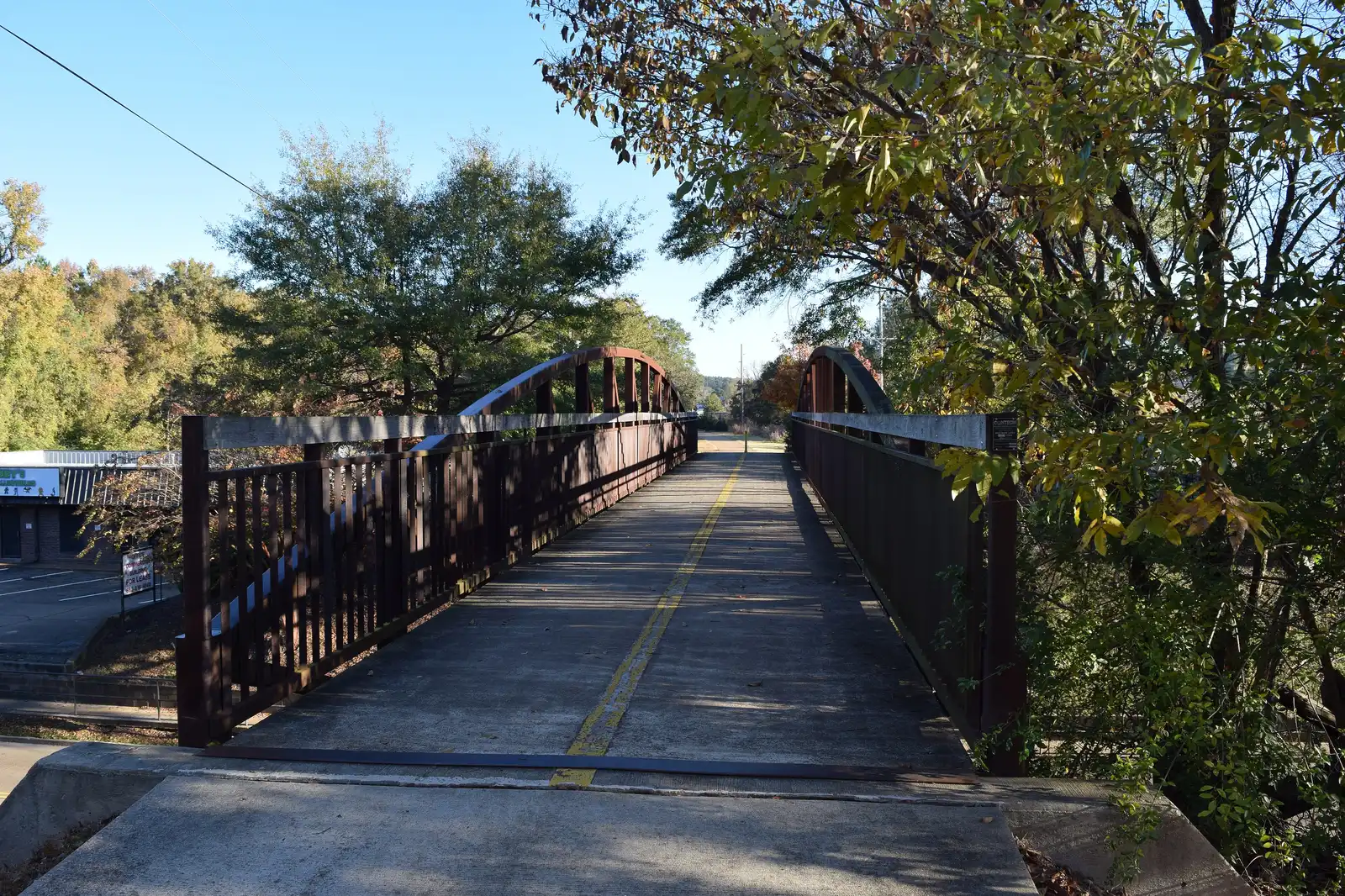 The Oxford Depot Trail bridge over Jackson Avenue, about a quarter mile southwest of Central Elementary.