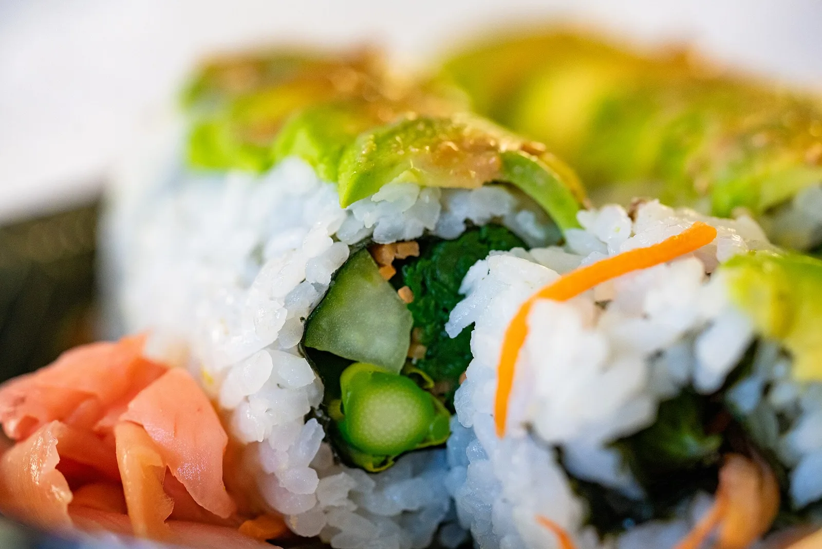 Vegetable sushi rolls with avocado, photographed in Minneapolis.